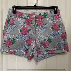 Crown and Ivy Shorts, Periwinkle Stripes, Floral Print EUC Size 10P